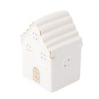 Altom Design, domek porcelanowy na t-light, 7-6-10,5 cm, biały ze złotą linią