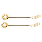 Altom Design, komplet 2 widelczyków do ciasta z ozdobną końcówką, Świąteczny Wianek, złoty