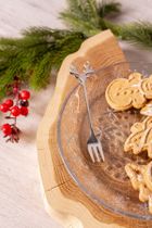 Altom Design, komplet 4 widelczyków z ozdobną końcówką, głowa renifera, srebrny, color box