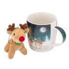 Altom Design, kubek baryłka szeroka, 400 ml z maskotką renifer domek