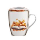 Altom Design, kubek z pokrywką i zaparzaczem, barwy jesieni, 350 ml