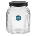 Altom Design, pojemnik szklany relief z pokrywą, czarny, 1,3l