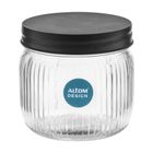 Altom Design, pojemnik szklany relief z pokrywą, czarny, 450 ml