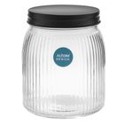 Altom Design, pojemnik szklany relief z pokrywą, czarny, 950 ml