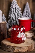 Altom Design, świecznik szklany, pikowany, 10-10-11 cm, czerwony