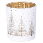 Altom Design, świecznik szklany ze złotym wnętrzem, biały, Choinki, 9-10 cm