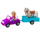 Ankiki, laleczka z samochodem, przyczepą i koniem