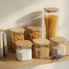 Aromelio, Sesto, zestaw pojemników kuchennych z bambusową przykrywką, 6 szt.