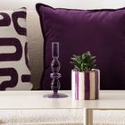 Atmosphera, Cristal, świecznik szklany, purpurowy, 19,5 cm