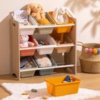 Atmosphera for kids, regał z pojemnikami na zabawki, 9 kolorowych skrzynek, 60-29.5-66 cm