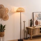 Atmosphera, Rory, lampa podłogowa z plecionym abażurem, 40-150,5 cm