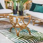 Atmosphera, stolik boczny do kanapy, Farah, rattanowy, szklany blat, Ø 60 cm