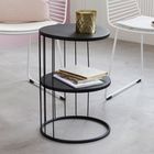 Atmosphera, stolik kawowy, Kobu, 2 poziomy, Ø 36 cm, kolo złoty