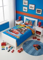Auta, 2-częściowy komplet pościeli bawełnianej, 100-135 cm