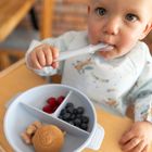 BabyOno, silikonowy talerzyk z przyssawką i przykrywką, niebieski