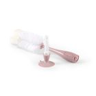 BabyOno, szczotka do butelek i smoczków, samostojąca z przyssawką i chowaną mini szczoteczką, różowy