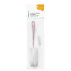 BabyOno, szczotka do butelek i smoczków z gąbką i mini szczoteczką, różowy