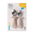 BabyOno, sztućce dla dzieci, stal nierdzewna, beżowy