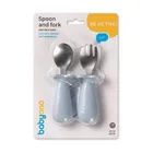 BabyOno, sztućce dla dzieci, stal nierdzewna, niebieski