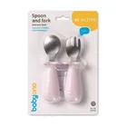 BabyOno, sztućce dla dzieci, stal nierdzewna, różowy