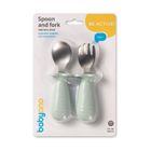 BabyOno, sztućce dla dzieci, stal nierdzewna, szałwiowy