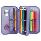 BackUp, piórnik rozkładany, podwójny, z wyposażeniem, Szachownica Fiolet