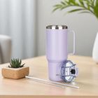 Banquet, kubek termiczny, termos, z rączką i słomką, stalowy, 1200ml