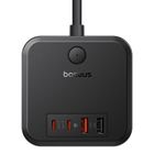 Baseus, PowerCombo, listwa zasilająca, 1,5m, czarny, 3AC+2U+2C, 30W, EU