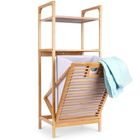 Bathroom Solutions, regał łazienkowy z koszem na pranie, bambusowy