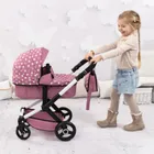 Bayer Design, Xeo Combi, głęboki wózek dla lalek z torbą, różowy w gwiazdki