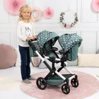 Bayer Design, Xeo Twin, bliźniaczy wózek dla lalek z torbą, zielony w gwiazdki