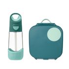 B.Box, zestaw: mini lunchbox + butelka tritanowa ze słomką, 450 ml, Emerald Forest
