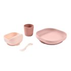 Beaba, komplet naczyń z silikonu z przyssawką, cotton candy