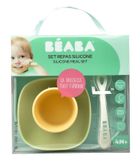 Beaba, komplet naczyń z silikonu, z przyssawką, yellow