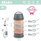 Beaba, pojemniki na mleko w proszku, 4 komory, mineral grey/pink
