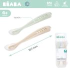 Beaba, zestaw łyżeczek silikonowych w podróżnym etui, Clay/Misty Green, 4 m+, 2 szt.