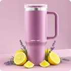 Berdsen, termos próżniowy, kubek ze słomką, różowy, 1180 ml