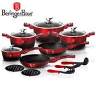 Berlinger Haus, Black-Burgundy, zestaw: garnki z pokrywą + patelnie + akcesoria, 15 elementów