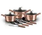 Berlinger Haus, Rose Gold, zestaw: garnki granitowe z pokrywą + patelnie + akcesoria, 17 elementów