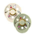 Bibs, Muminki, Colour Friends, smoczek uspokajający, kauczuk Hevea, Ivory mix, rozmiar 1, 2 szt.