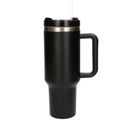 Black Forest, kubek termiczny ze słomką, czarny, 1200 ml