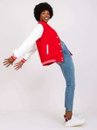 Bluza bomberka damska, rozpinana, czerwona, Ex Moda