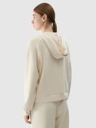 Bluza damska z kapturem, rozpinana, ecru, 4F