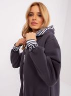 Bluza damska z kapturem, rozpinana, grafitowa, Relevance