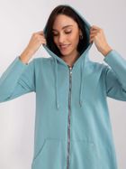 Bluza damska z kapturem, rozpinana, miętowa, Relevance