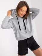 Bluza damska z kapturem, szara, Ex Moda