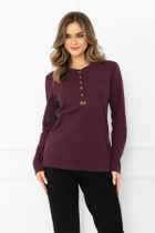 Bluzka damska z długim rękawem, bordowa, Italian Fashion