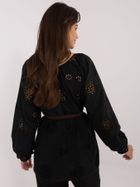 Bluzka damska z długim rękawem, czarna, Lakerta