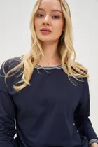 Bluzka damska z długim rękawem, granatowa, Moodo