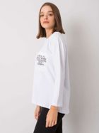 Bluzka damska z długim rękawem, oversize, biała, Ex Moda